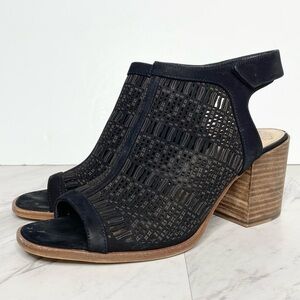 Vince Camuto Keannie Laser Cut Black Suede Shootie Sandal 9M